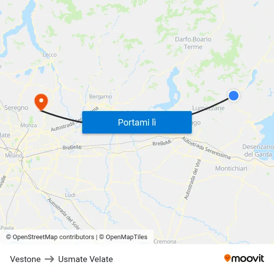Vestone to Usmate Velate map