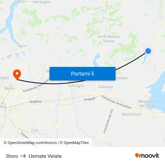 Storo to Usmate Velate map