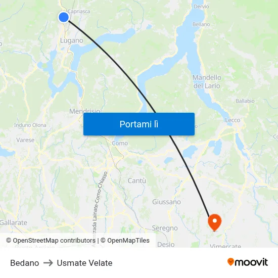 Bedano to Usmate Velate map