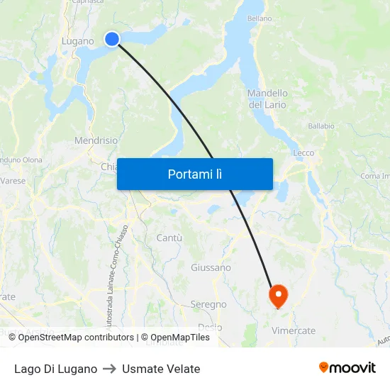 Lago Di Lugano to Usmate Velate map