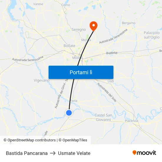 Bastida Pancarana to Usmate Velate map