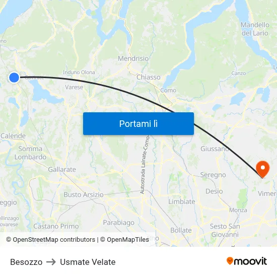 Besozzo to Usmate Velate map