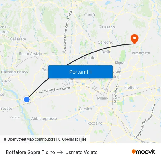 Boffalora Sopra Ticino to Usmate Velate map