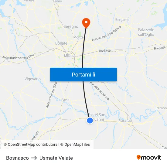 Bosnasco to Usmate Velate map