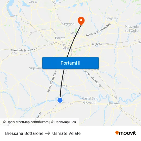 Bressana Bottarone to Usmate Velate map