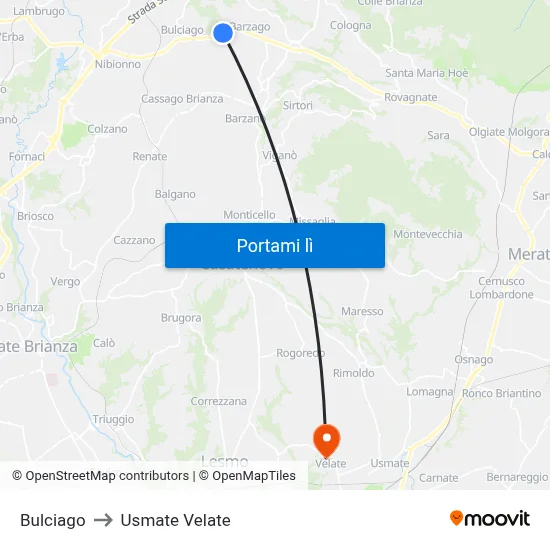 Bulciago to Usmate Velate map