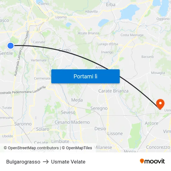 Bulgarograsso to Usmate Velate map
