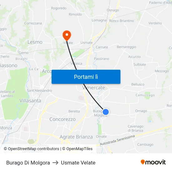 Burago Di Molgora to Usmate Velate map