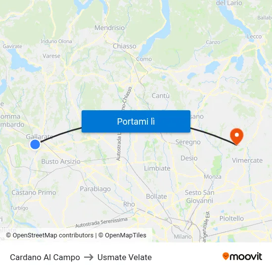 Cardano Al Campo to Usmate Velate map
