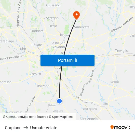 Carpiano to Usmate Velate map