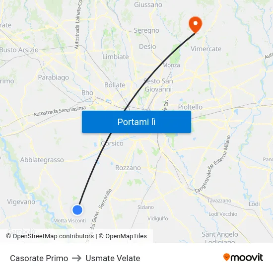 Casorate Primo to Usmate Velate map