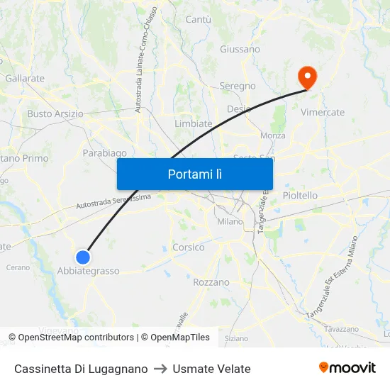 Cassinetta Di Lugagnano to Usmate Velate map