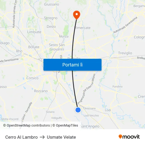 Cerro Al Lambro to Usmate Velate map