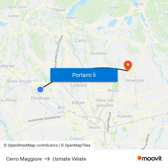 Cerro Maggiore to Usmate Velate map
