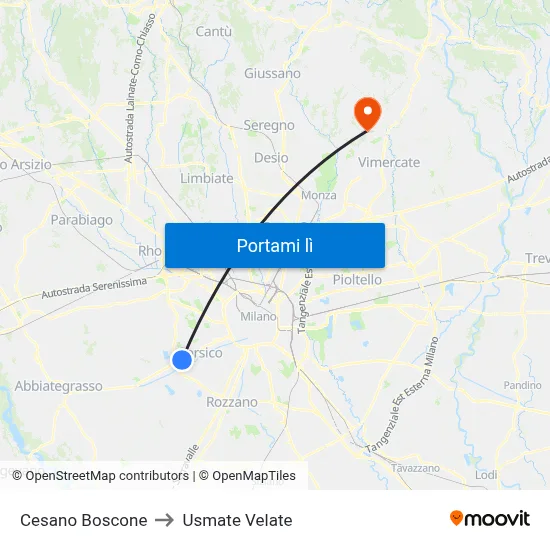 Cesano Boscone to Usmate Velate map