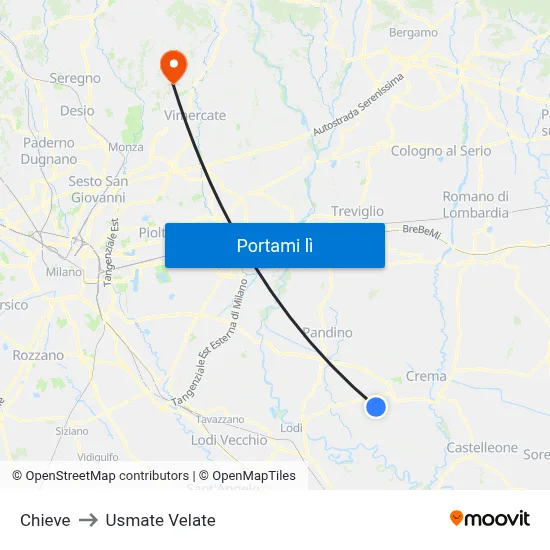 Chieve to Usmate Velate map