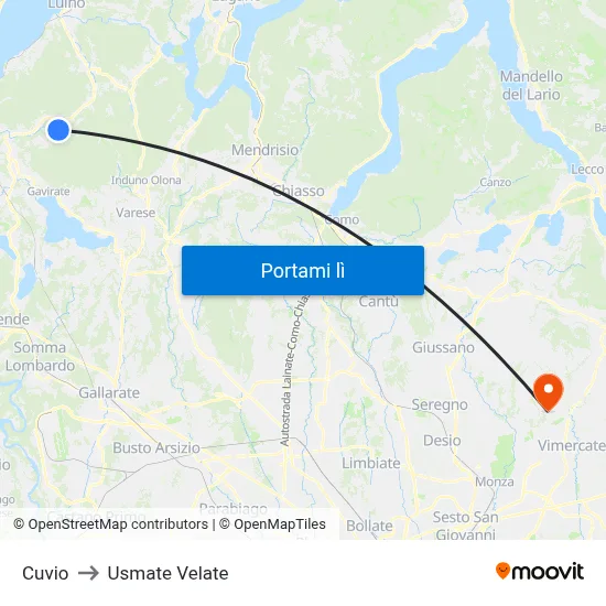 Cuvio to Usmate Velate map