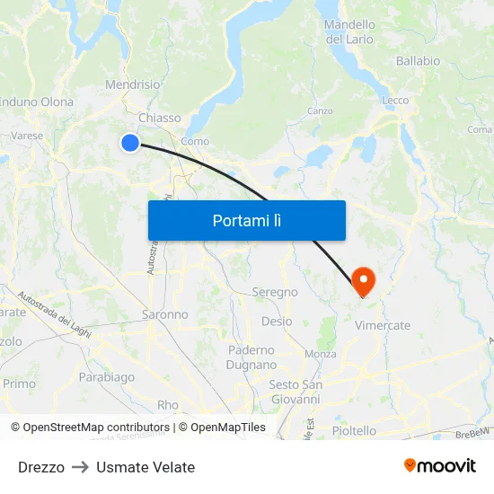 Drezzo to Usmate Velate map