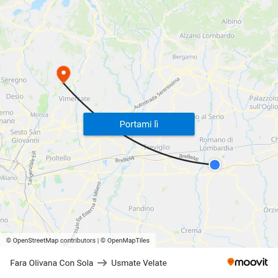 Fara Olivana Con Sola to Usmate Velate map
