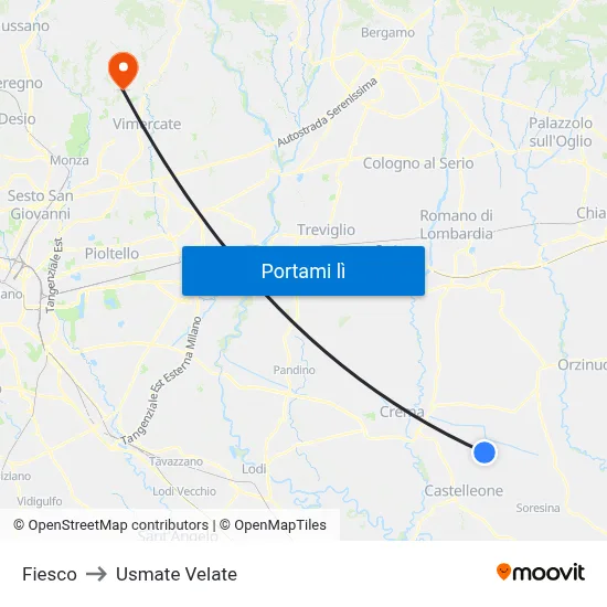 Fiesco to Usmate Velate map