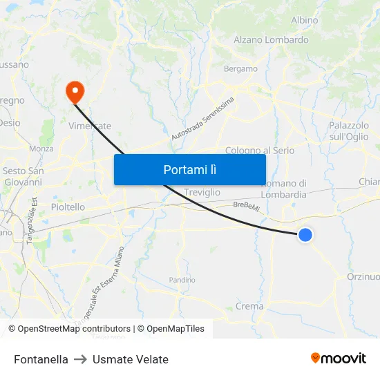Fontanella to Usmate Velate map
