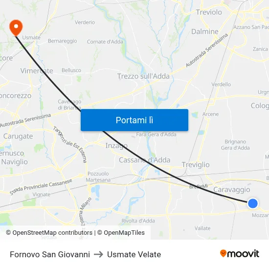 Fornovo San Giovanni to Usmate Velate map