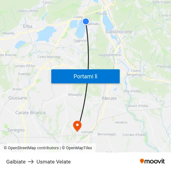 Galbiate to Usmate Velate map