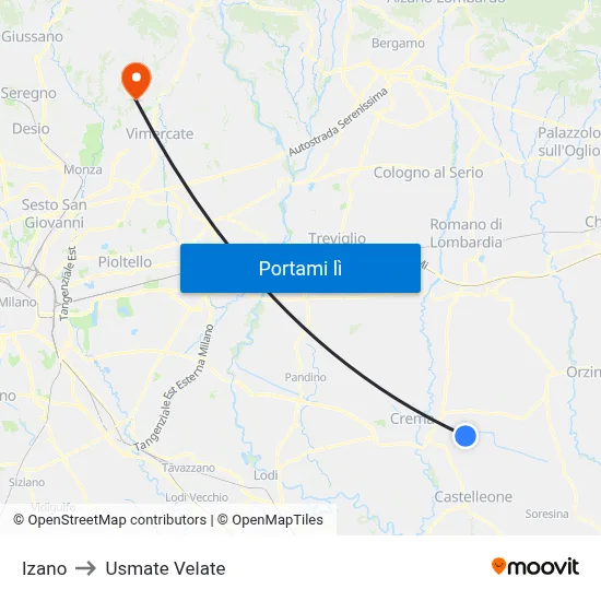 Izano to Usmate Velate map