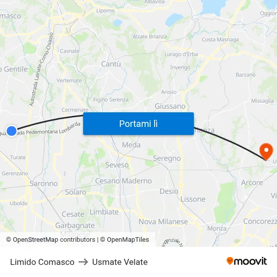 Limido Comasco to Usmate Velate map