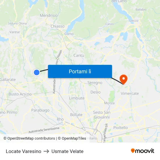 Locate Varesino to Usmate Velate map