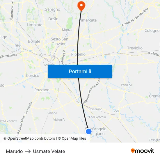 Marudo to Usmate Velate map