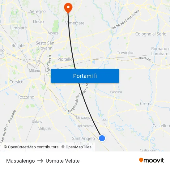 Massalengo to Usmate Velate map