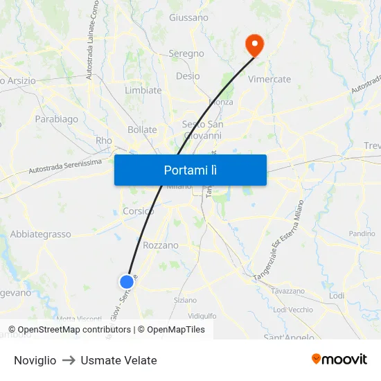 Noviglio to Usmate Velate map