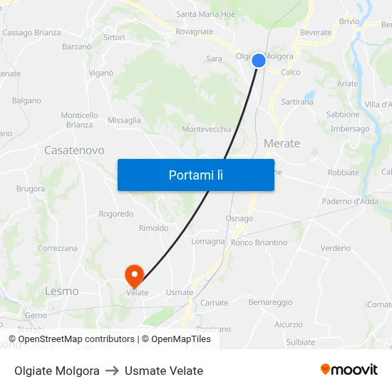 Olgiate Molgora to Usmate Velate map