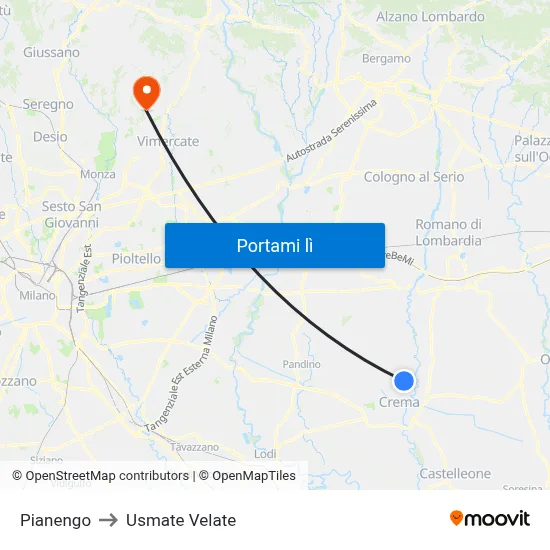 Pianengo to Usmate Velate map
