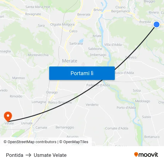 Pontida to Usmate Velate map