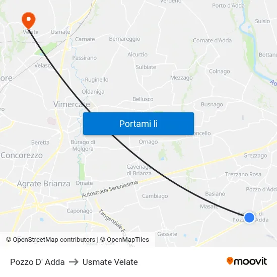Pozzo D' Adda to Usmate Velate map