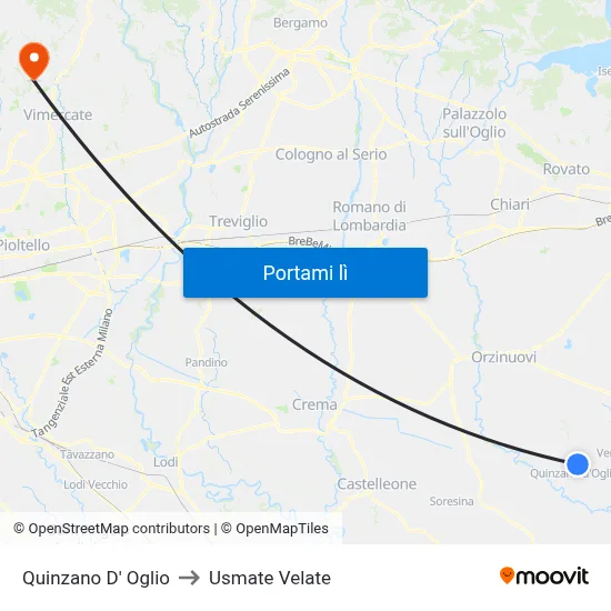 Quinzano D' Oglio to Usmate Velate map