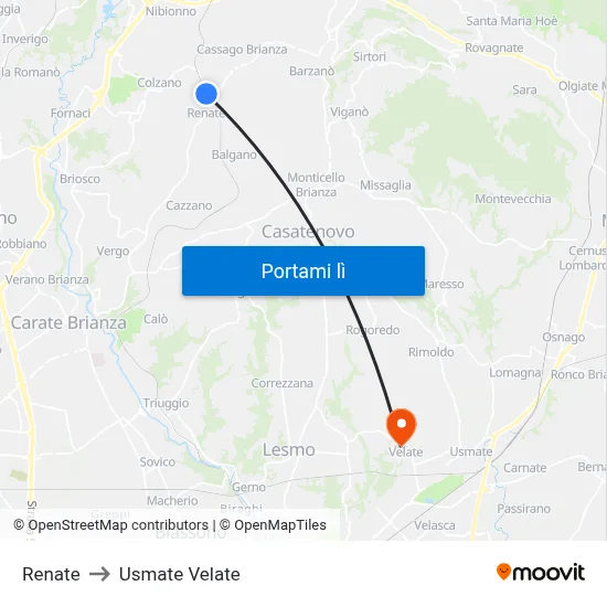 Renate to Usmate Velate map