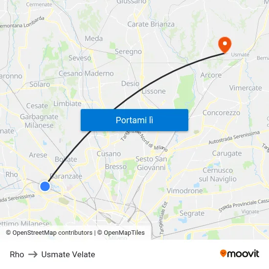 Rho to Usmate Velate map