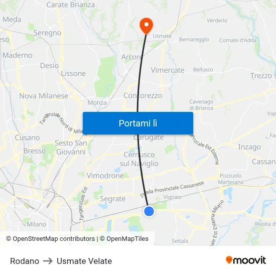 Rodano to Usmate Velate map