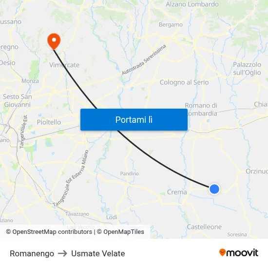 Romanengo to Usmate Velate map