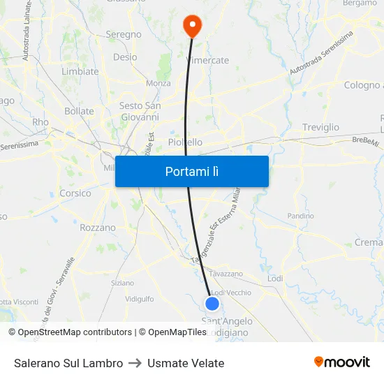 Salerano Sul Lambro to Usmate Velate map