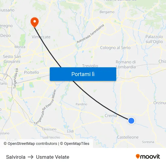 Salvirola to Usmate Velate map