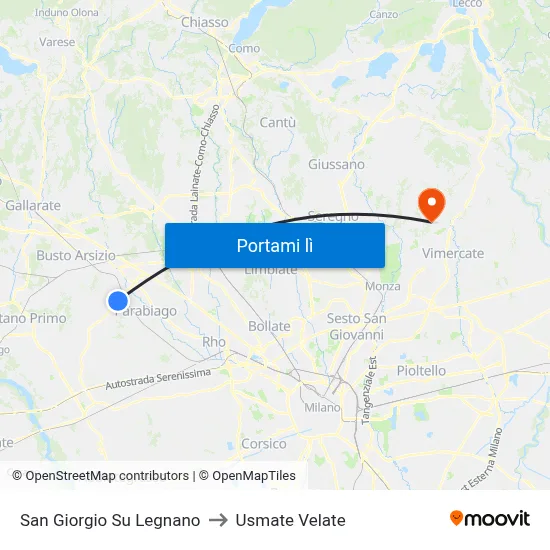 San Giorgio Su Legnano to Usmate Velate map
