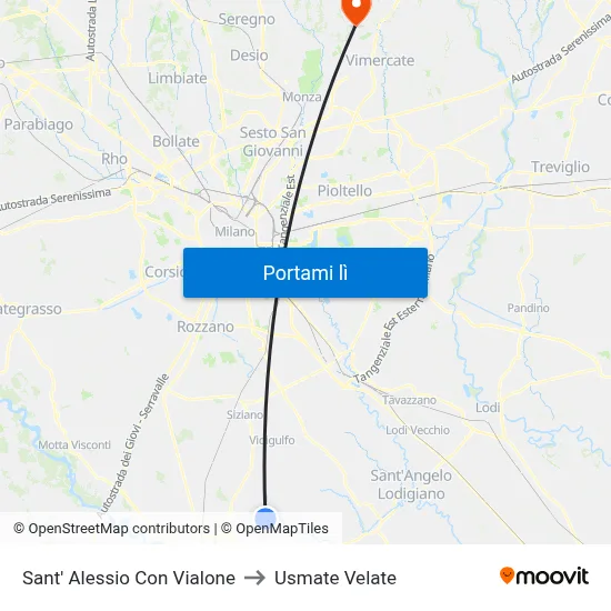 Sant' Alessio Con Vialone to Usmate Velate map