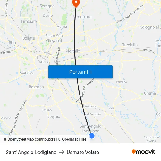 Sant' Angelo Lodigiano to Usmate Velate map