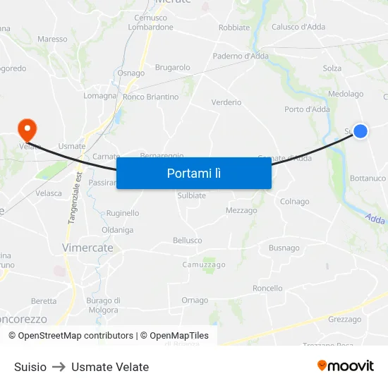 Suisio to Usmate Velate map