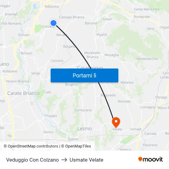 Veduggio Con Colzano to Usmate Velate map