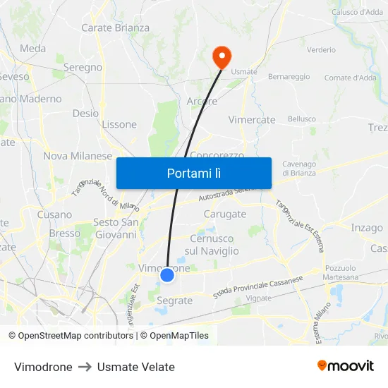 Vimodrone to Usmate Velate map